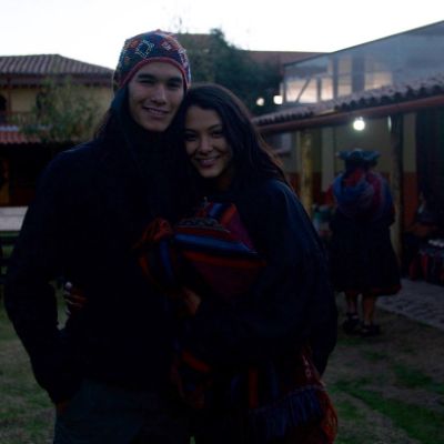 Fivel Stewart with her brother Booboo Stewart taking a picture in Peru.
